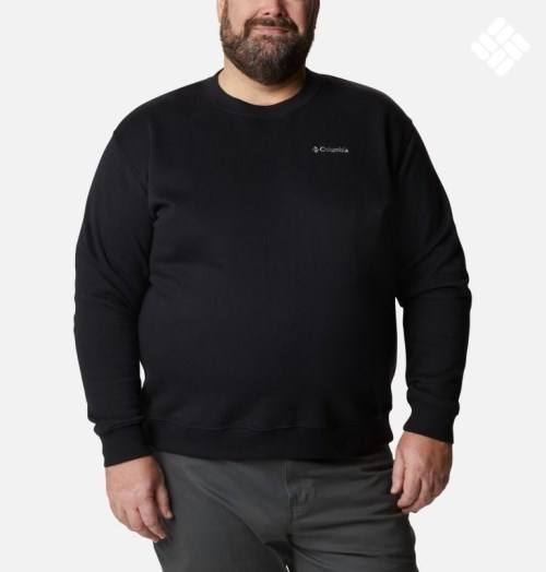 Men's Columbia Hart Mountain II Crew Sweatshirts Black | Plus Size CA-P1453